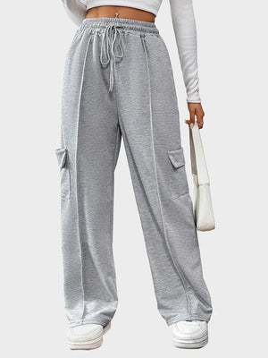 Women Casual Baggy Stretchy High Waisted Wide Leg