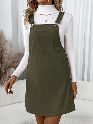 Women's Cute Corduroy Overall Bib Pinafore Suspender Dress