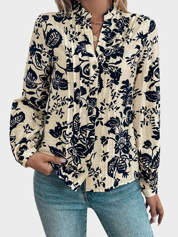 Womens Casual Button Down V Neck  Long Sleeve Blouses