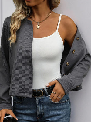 Women's Stand Collar Jacket Pocket Single Breasted Short Coat
