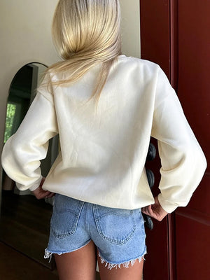 Women Bow Crewneck Long Sleeve Pullover Sweatshirt