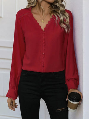 Women's Button Down Shirts V Neck Blouses