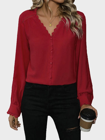 Women's Button Down Shirts V Neck Blouses
