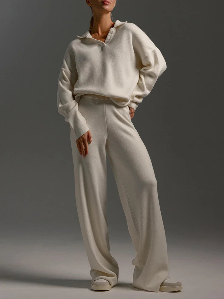 Women's 2 Piece Outfits Sweater Set Wide Leg Pants