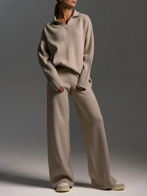 Women's 2 Piece Outfits Sweater Set Wide Leg Pants