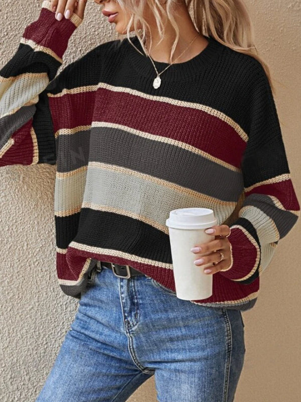 Classic Striped Long Sleeve Crewneck Sweater