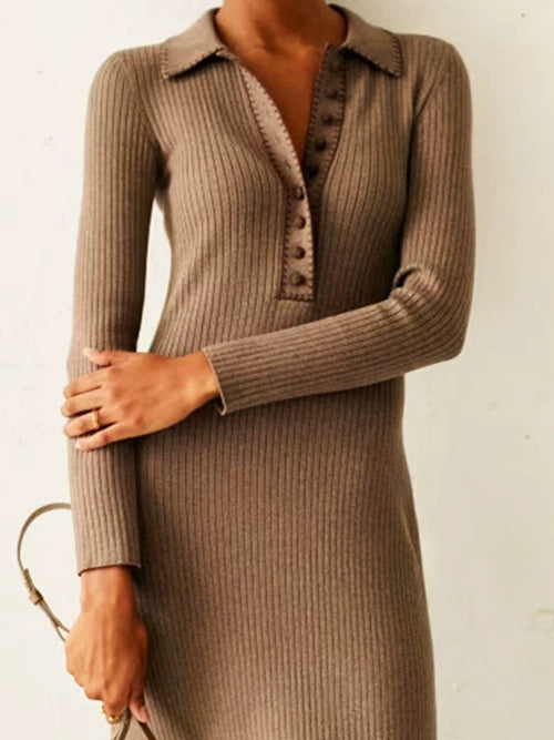 Collared Split Hem Bodycon Dress