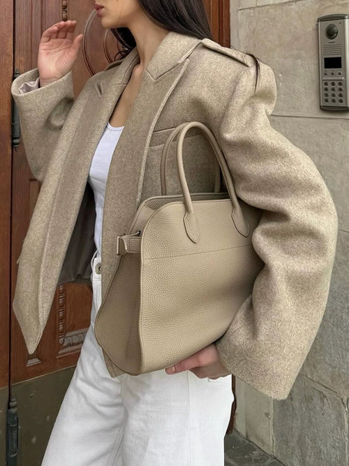 Women’s Wool Blend Peaked Lapel Coat with Epaulets