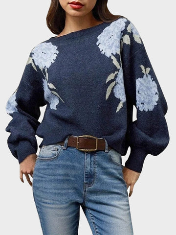 Women’s Floral Jacquard Knit Sweater