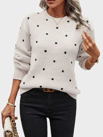 Polka Dot Jacquard Knit Sweater
