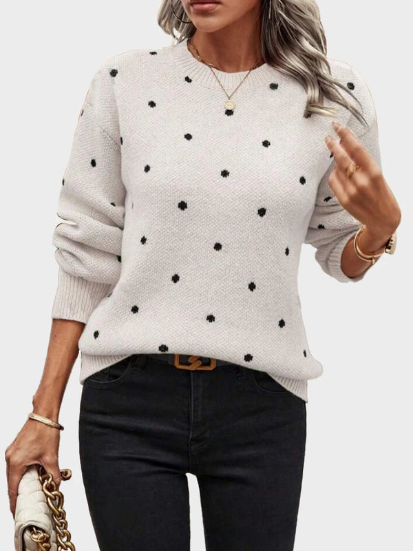 Polka Dot Jacquard Knit Sweater