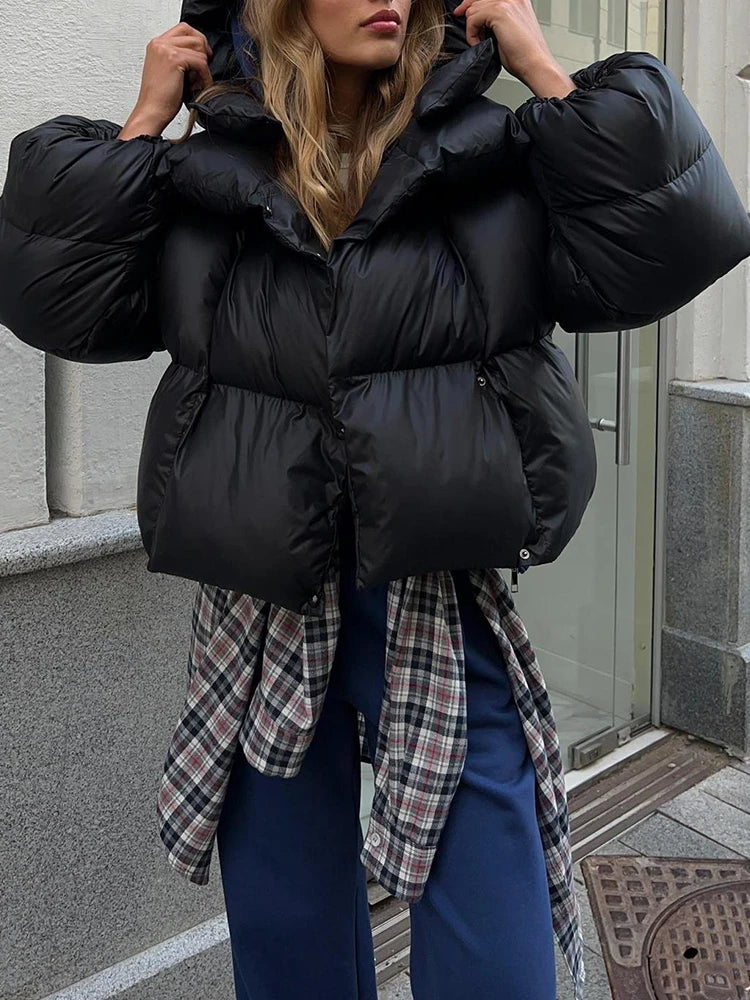 Womens Warm Hooded Bubble Puffer Jacket
