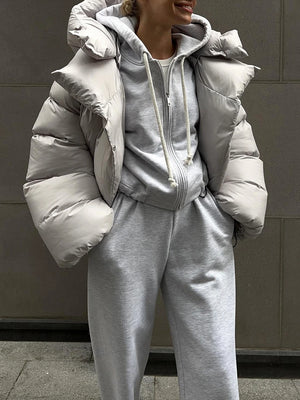 Womens Warm Hooded Bubble Puffer Jacket