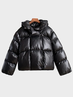 Womens Warm Hooded Bubble Puffer Jacket