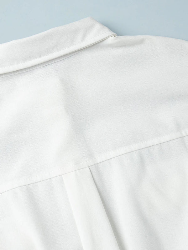 Women's Linen-Blend Long Sleeve Jumpsuit