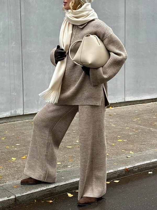 Half-Zip Knit Sweater Coordinated Set