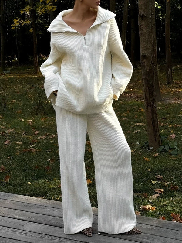 Half-Zip Knit Sweater Coordinated Set