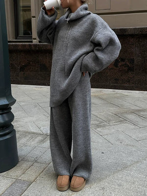 Half-Zip Knit Sweater Coordinated Set