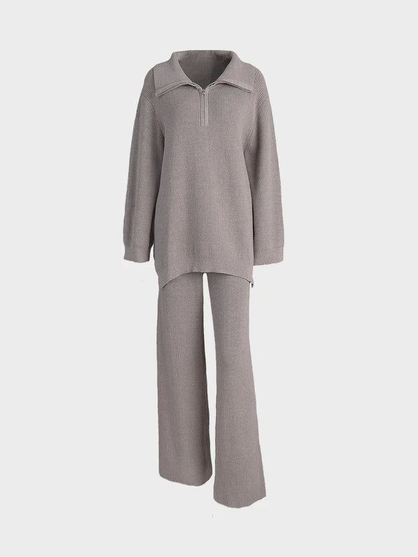 Half-Zip Knit Sweater Coordinated Set