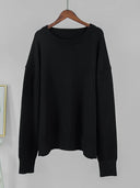 Women‘s Solid Color Round Neck Knit Sweater