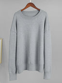 Women‘s Solid Color Round Neck Knit Sweater