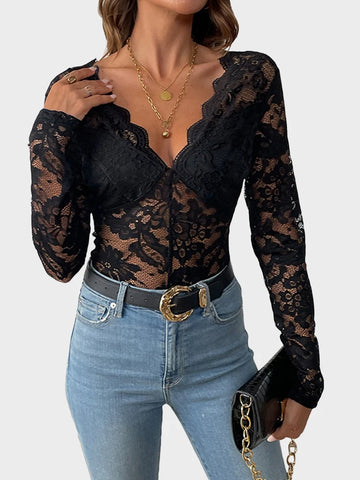 Bodysuit for Women Sexy Long Sleeve V Neck Body Suits