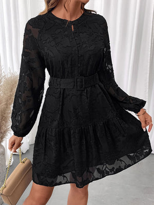 Women's Floral Jacquard Mesh Gothic Dress