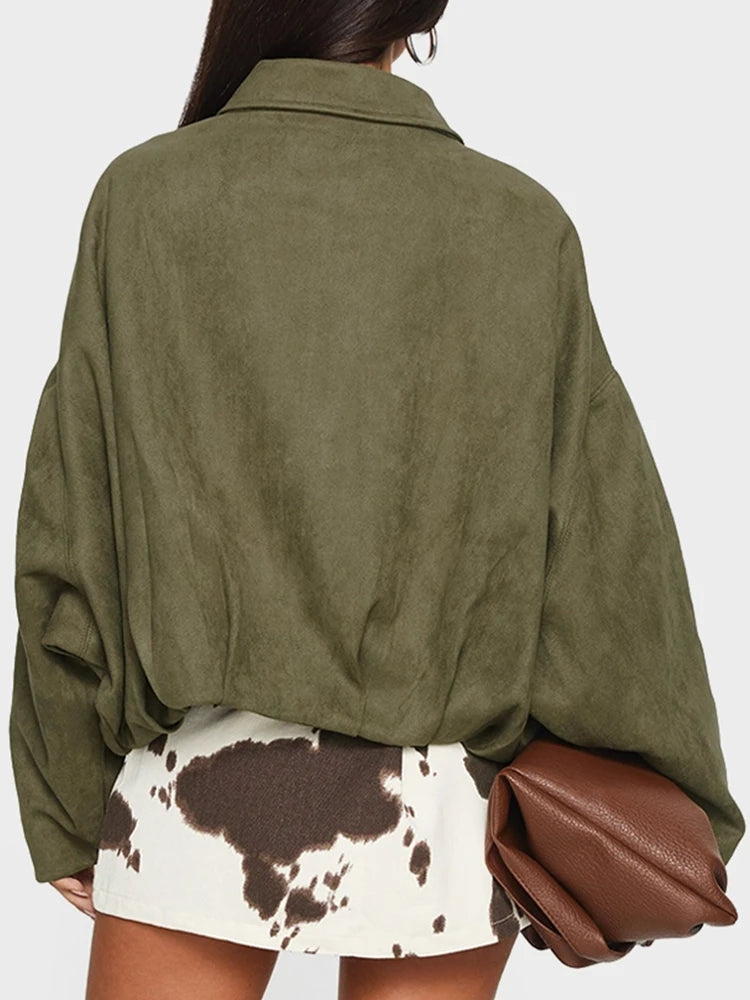 Luxury Faux Suede Bomber Jacket