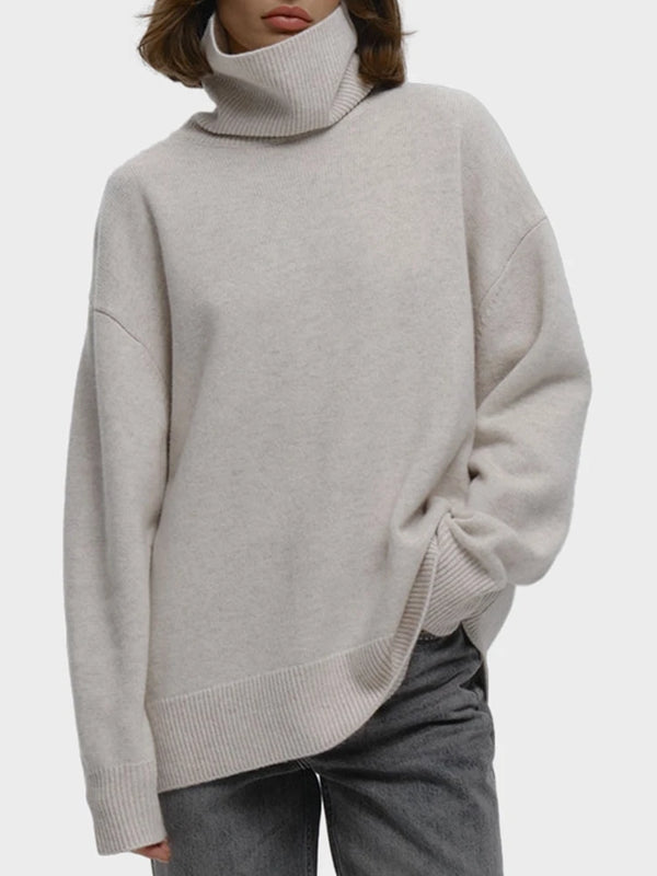 Women's Turtleneck Sweaters Loose Fit Fall Winter Pullover Jumper Tops