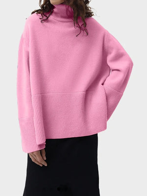Women's Oversized Turtleneck Batwing Sleeve Casual Loose Knit Pullover Sweater