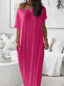 Women's Solid Color Batwing Sleeve Lounge Dress
