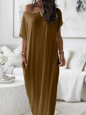 Women's Solid Color Batwing Sleeve Lounge Dress