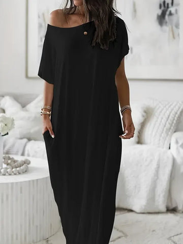 Women's Solid Color Batwing Sleeve Lounge Dress