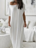 Women's Solid Color Batwing Sleeve Lounge Dress