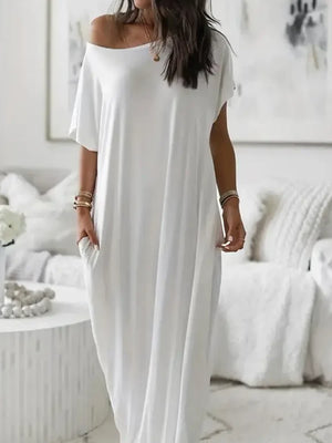 Women's Solid Color Batwing Sleeve Lounge Dress