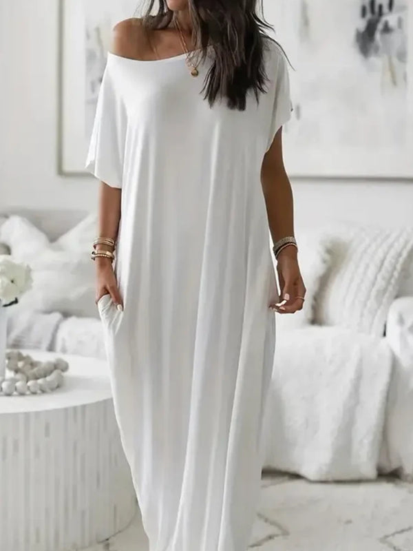 Women's Solid Color Batwing Sleeve Lounge Dress