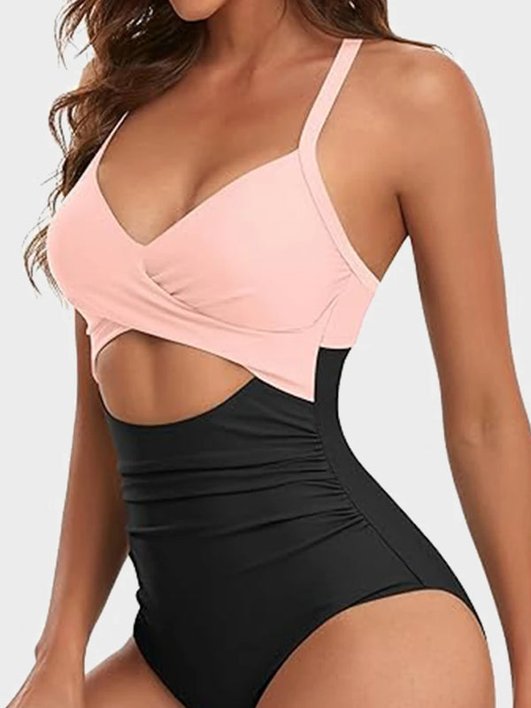 Ribbed Cutout-Front Shaping Swimsuit