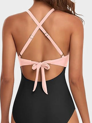 Ribbed Cutout-Front Shaping Swimsuit