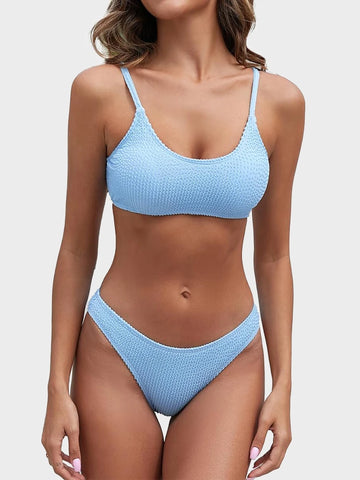 Women’s Ribbed Scoop Neck Cheeky Bikini Set