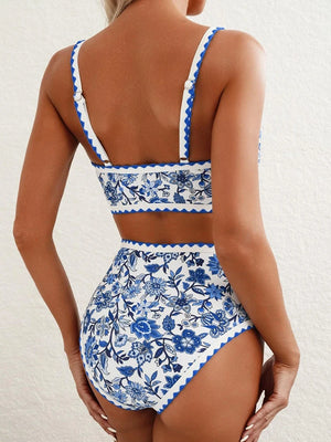 Women's  Floral Print Whip Stitch 2 Piece Swimsuits