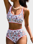 Women's  Floral Print Whip Stitch 2 Piece Swimsuits