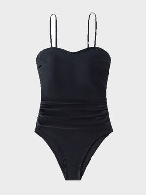 Women Swimsuit One Piece Bathing Suit Square Neck Cutout Back Tummy Control with Adjustable Spaghetti Straps
