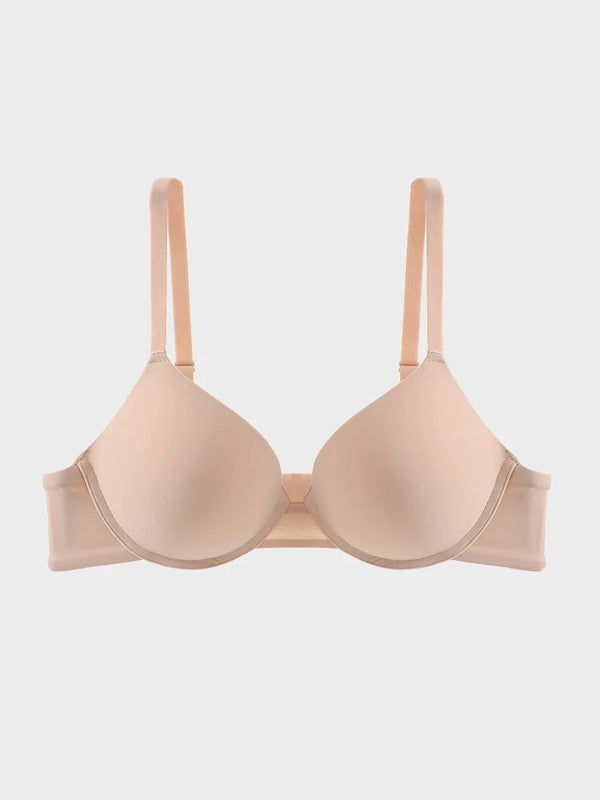 Fits Everybody Push Up Bra for Women-Buttery Soft Scoop Neckline-Padded Underwire Sexy Demi Balconette T Shirt Bras