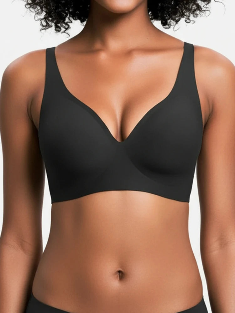 Seamless Wireless Deep V T-Shirt Bra