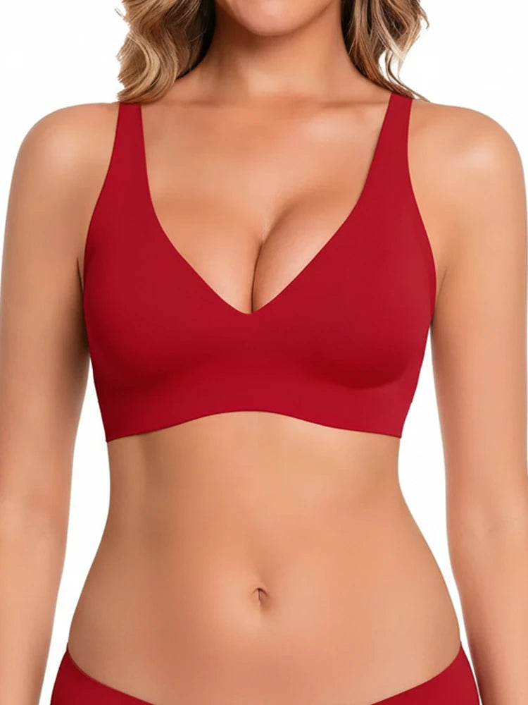 Seamless Wireless Deep V T-Shirt Bra