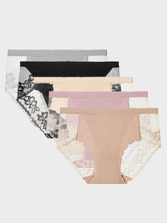 5-Packs Lace Back Hipster Panty