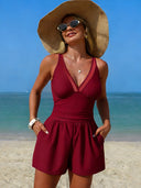 Classic High-Stretch Solid Color One-Piece Swimsuit with Built-in Support