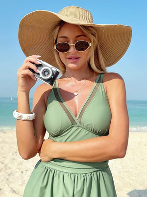 Classic High-Stretch Solid Color One-Piece Swimsuit with Built-in Support