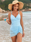 One Piece Mesh Cutout V-Neck Swimsuit