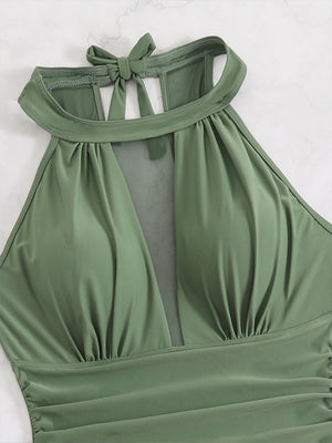 Women's One Piece Swim Dress Full Coverage Scoop Neck
